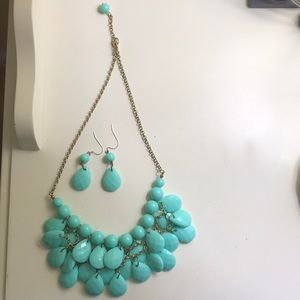 Aqua necklace and aqua earrings